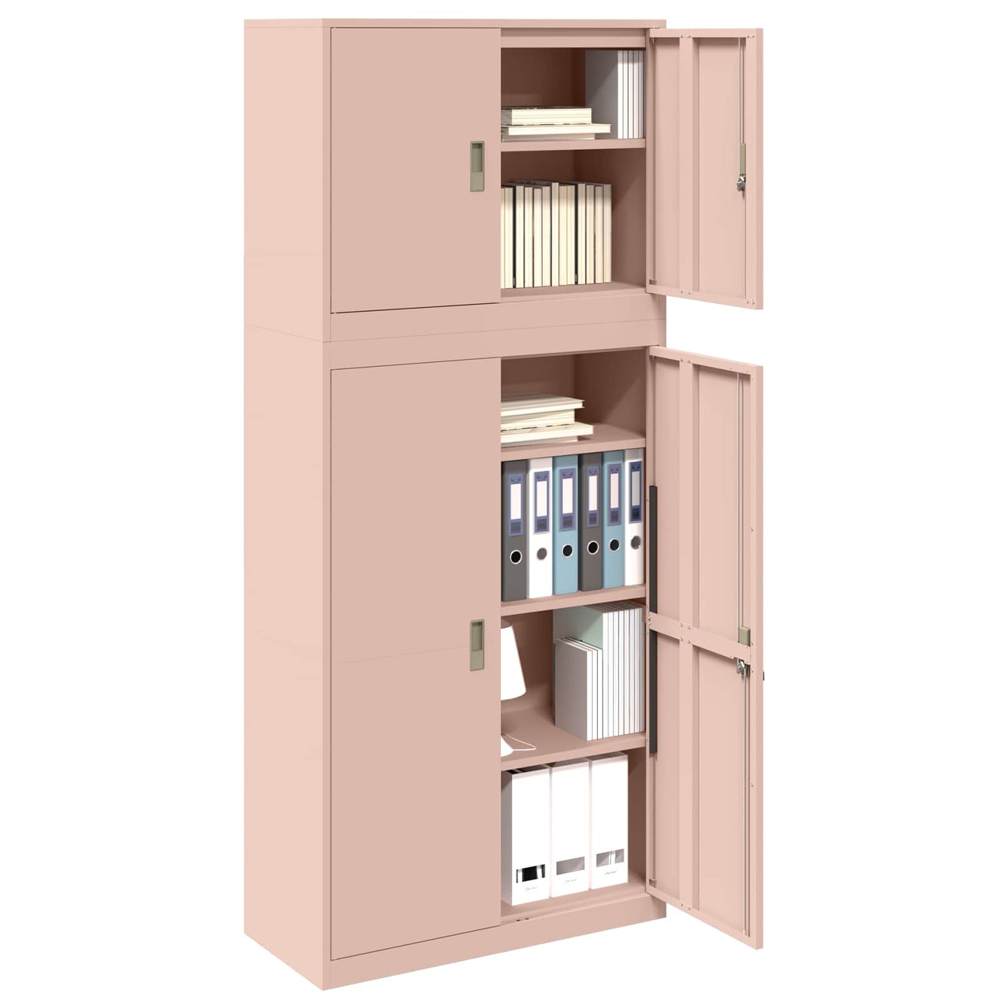 vidaXL Storage Cabinet 2 pcs Pink 90 x 40 x 210 cm Steel Lockable