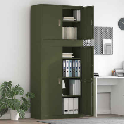 vidaXL Storage Cabinet 2 pcs Olive Green 90 x 40 x 210 cm Steel