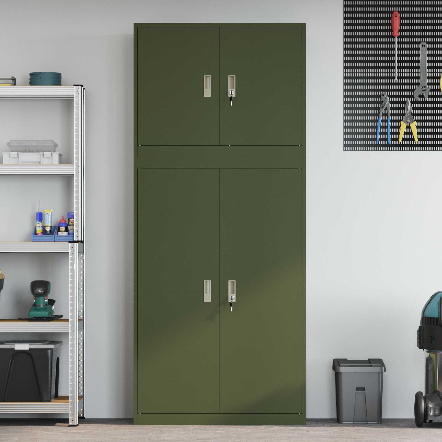 vidaXL Storage Cabinet 2 pcs Olive Green 90 x 40 x 210 cm Steel