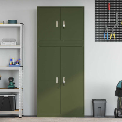 vidaXL Storage Cabinet 2 pcs Olive Green 90 x 40 x 210 cm Steel