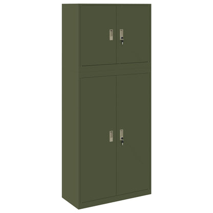 vidaXL Storage Cabinet 2 pcs Olive Green 90 x 40 x 210 cm Steel