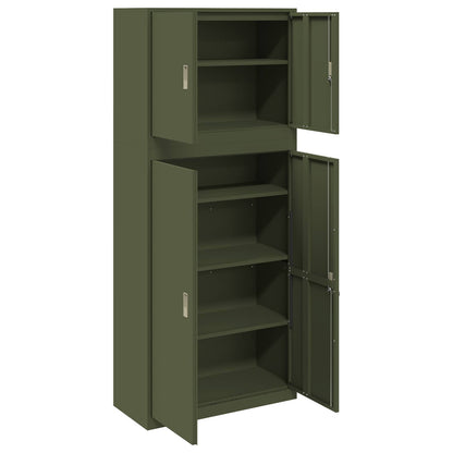 vidaXL Storage Cabinet 2 pcs Olive Green 90 x 40 x 210 cm Steel