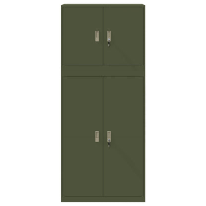 vidaXL Storage Cabinet 2 pcs Olive Green 90 x 40 x 210 cm Steel