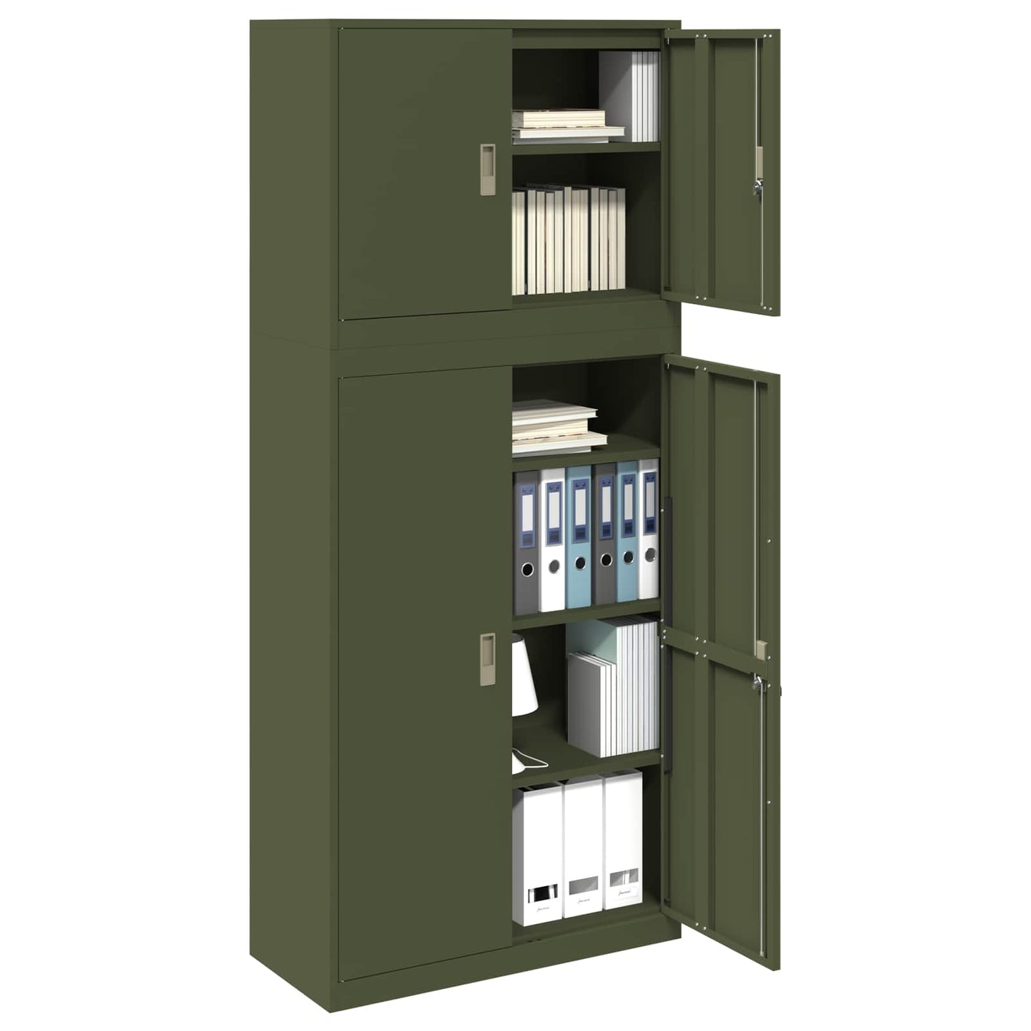 vidaXL Storage Cabinet 2 pcs Olive Green 90 x 40 x 210 cm Steel
