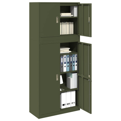 vidaXL Storage Cabinet 2 pcs Olive Green 90 x 40 x 210 cm Steel