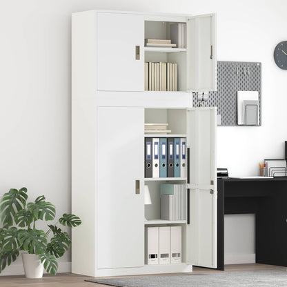 vidaXL Storage Cabinet 2 pcs White 90 x 40 x 210 cm Steel Lockable