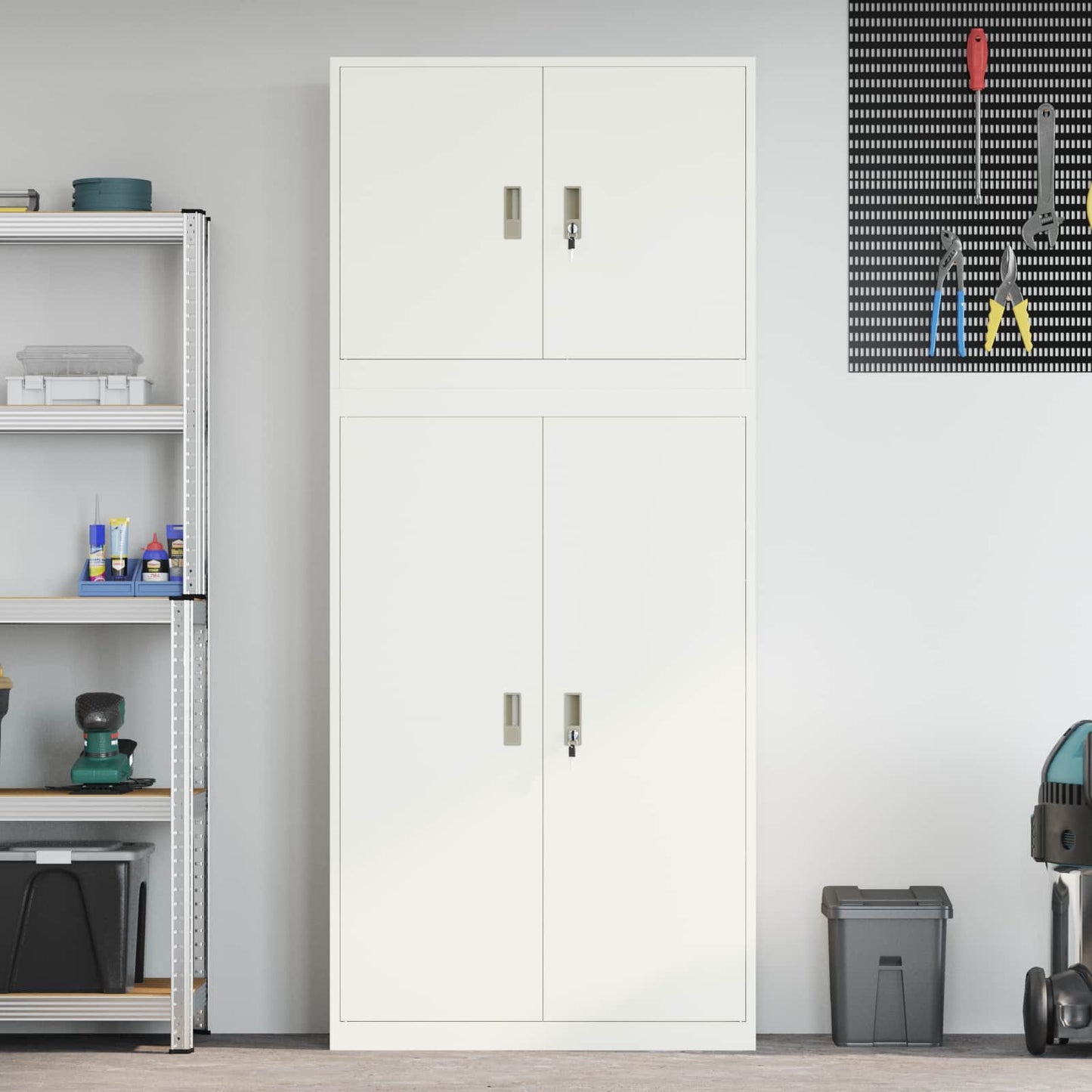 vidaXL Storage Cabinet 2 pcs White 90 x 40 x 210 cm Steel Lockable