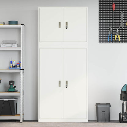 vidaXL Storage Cabinet 2 pcs White 90 x 40 x 210 cm Steel Lockable