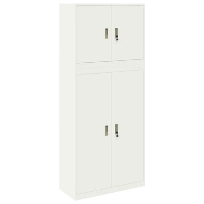 vidaXL Storage Cabinet 2 pcs White 90 x 40 x 210 cm Steel Lockable