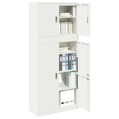 vidaXL Storage Cabinet 2 pcs White 90 x 40 x 210 cm Steel Lockable