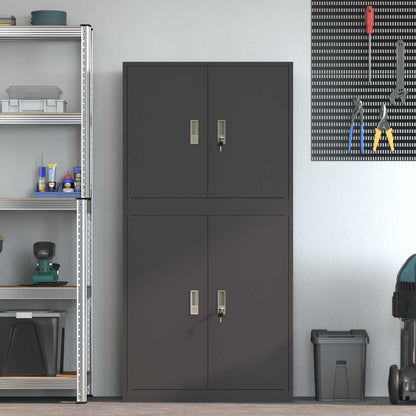 vidaXL Storage Cabinet 2 pcs Black 80 x 40 x 160 cm Steel Lockable