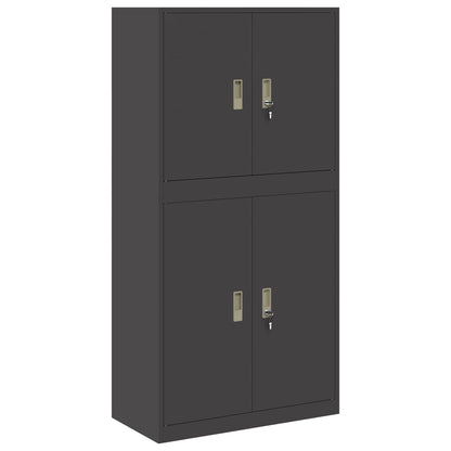vidaXL Storage Cabinet 2 pcs Black 80 x 40 x 160 cm Steel Lockable