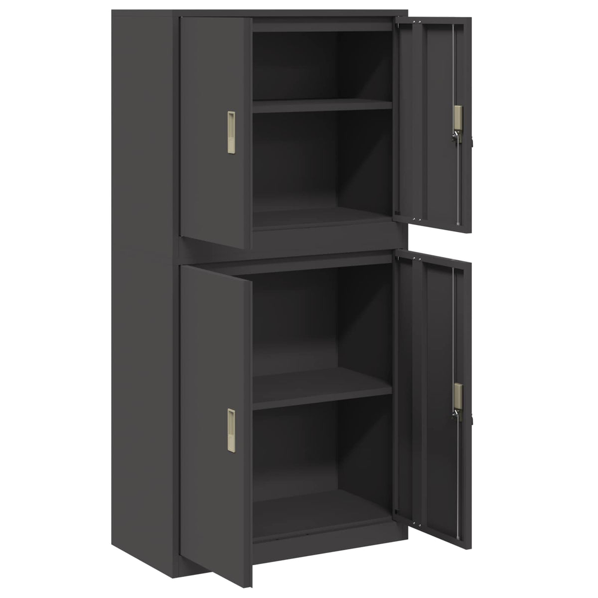 vidaXL Storage Cabinet 2 pcs Black 80 x 40 x 160 cm Steel Lockable