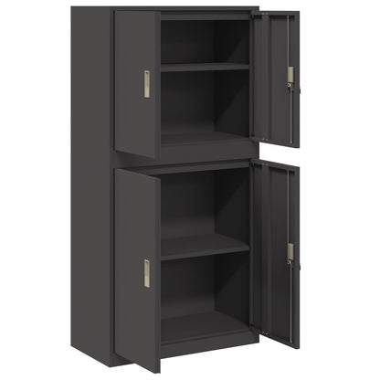 vidaXL Storage Cabinet 2 pcs Black 80 x 40 x 160 cm Steel Lockable