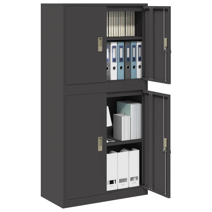vidaXL Storage Cabinet 2 pcs Black 80 x 40 x 160 cm Steel Lockable