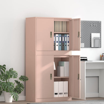 vidaXL Storage Cabinet 2 pcs Pink 80 x 40 x 160 cm Steel Lockable