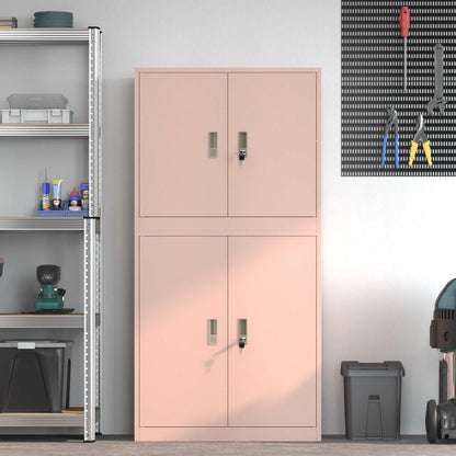 vidaXL Storage Cabinet 2 pcs Pink 80 x 40 x 160 cm Steel Lockable