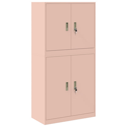 vidaXL Storage Cabinet 2 pcs Pink 80 x 40 x 160 cm Steel Lockable