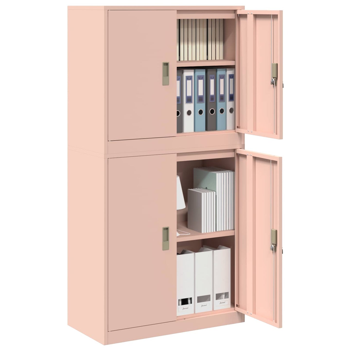 vidaXL Storage Cabinet 2 pcs Pink 80 x 40 x 160 cm Steel Lockable