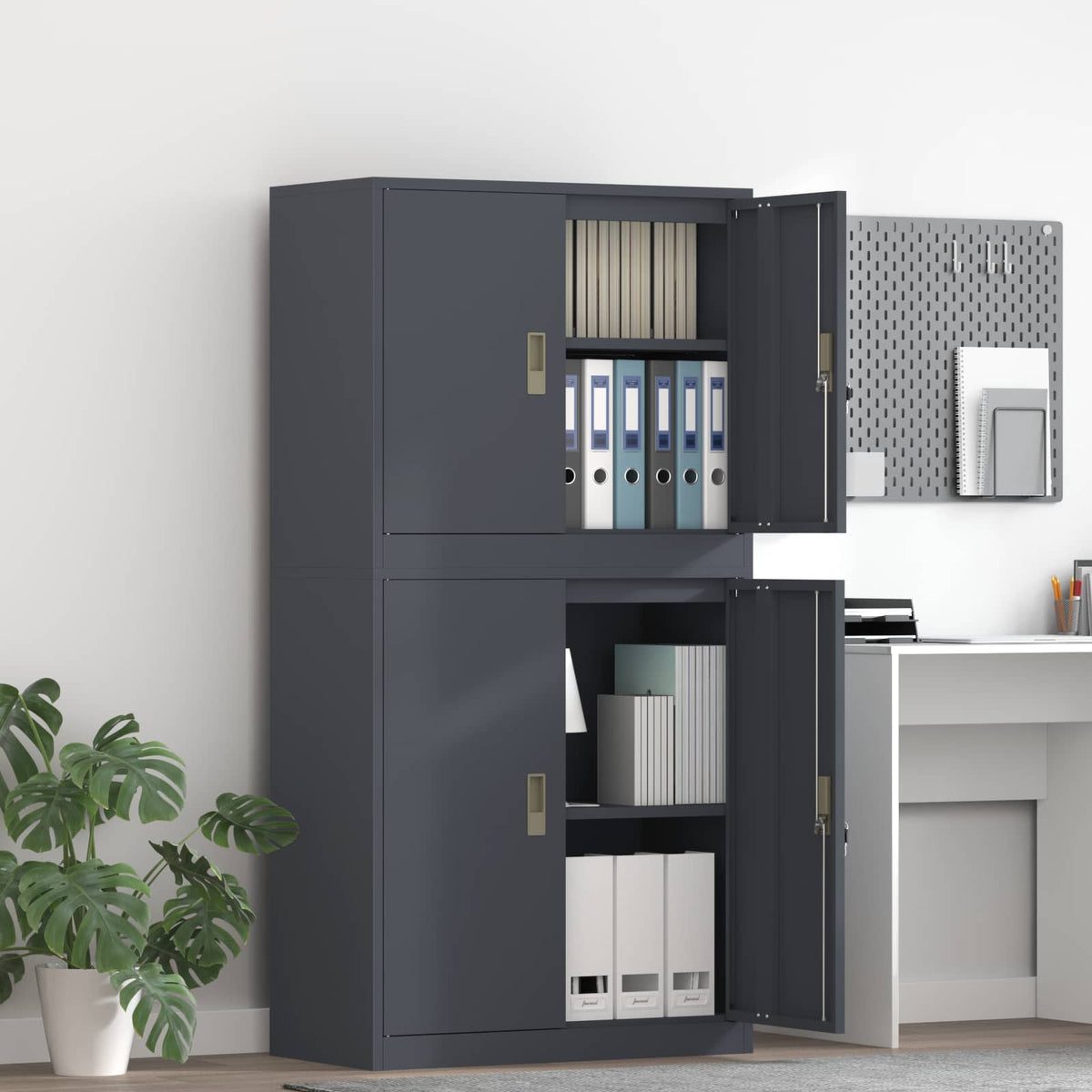 vidaXL Storage Cabinet 2 pcs Anthracite 80 x 40 x 160 cm Steel
