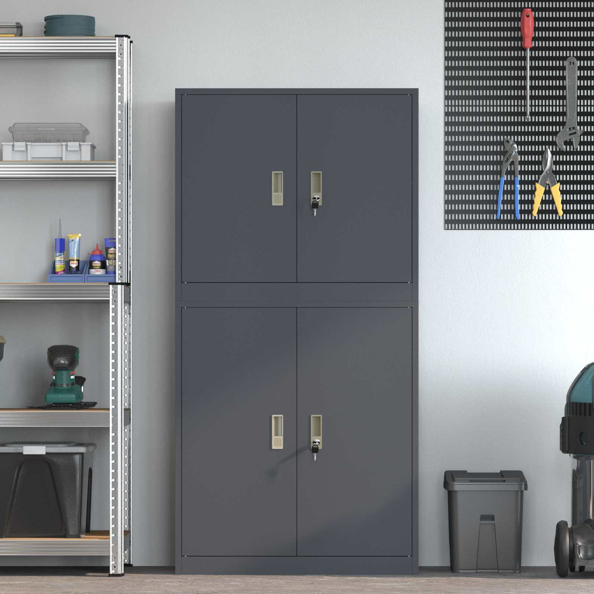 vidaXL Storage Cabinet 2 pcs Anthracite 80 x 40 x 160 cm Steel