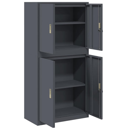 vidaXL Storage Cabinet 2 pcs Anthracite 80 x 40 x 160 cm Steel