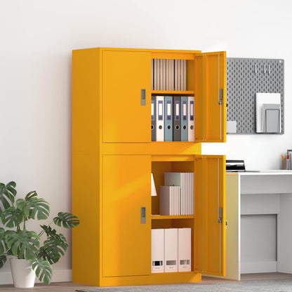 vidaXL Storage Cabinet 2 pcs Mustard Yellow 80 x 40 x 160 cm Steel