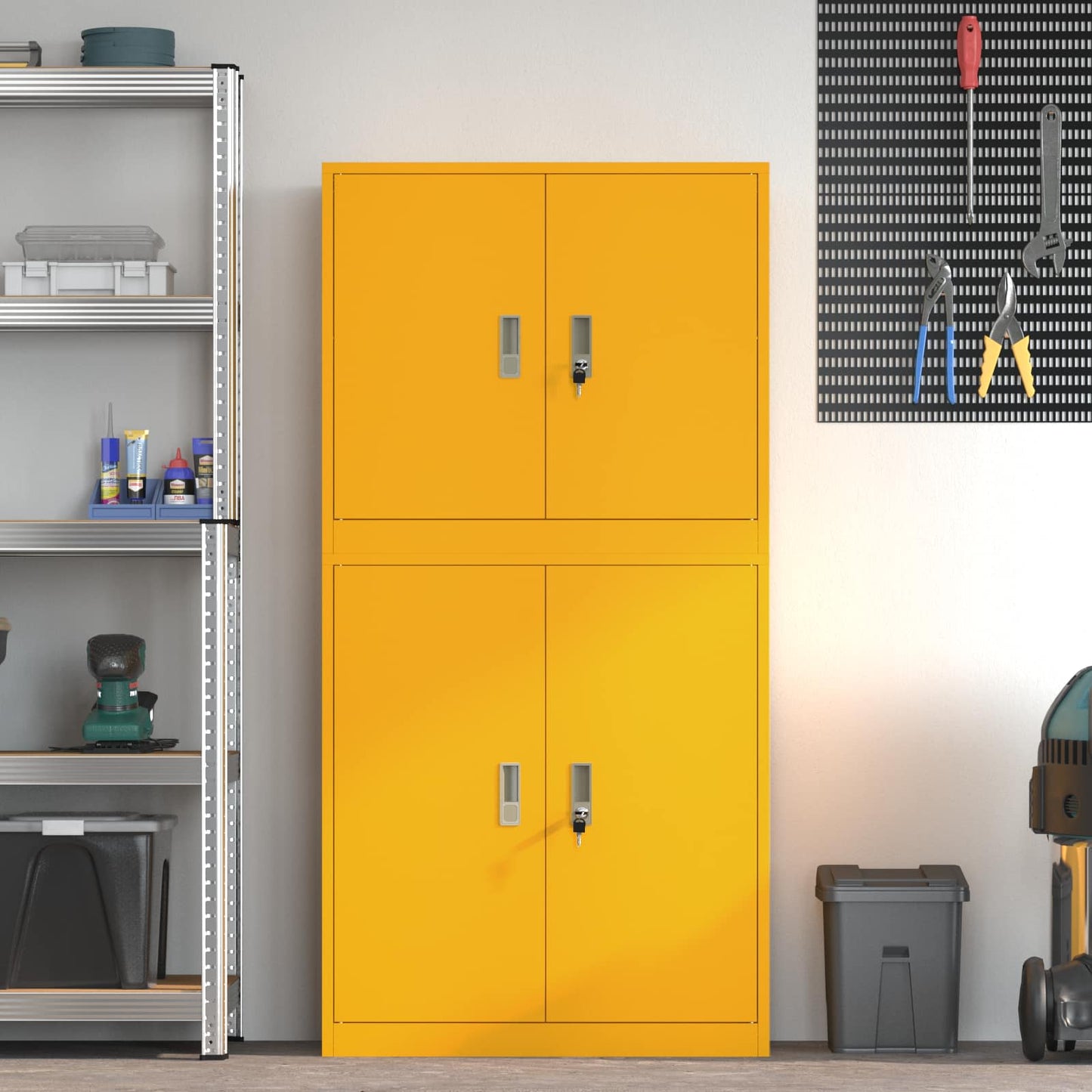 vidaXL Storage Cabinet 2 pcs Mustard Yellow 80 x 40 x 160 cm Steel