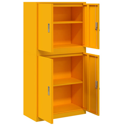 vidaXL Storage Cabinet 2 pcs Mustard Yellow 80 x 40 x 160 cm Steel