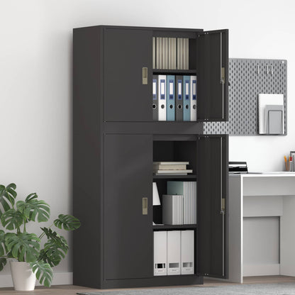 vidaXL Storage Cabinet 2 pcs Black 80 x 40 x 175 cm Steel Lockable