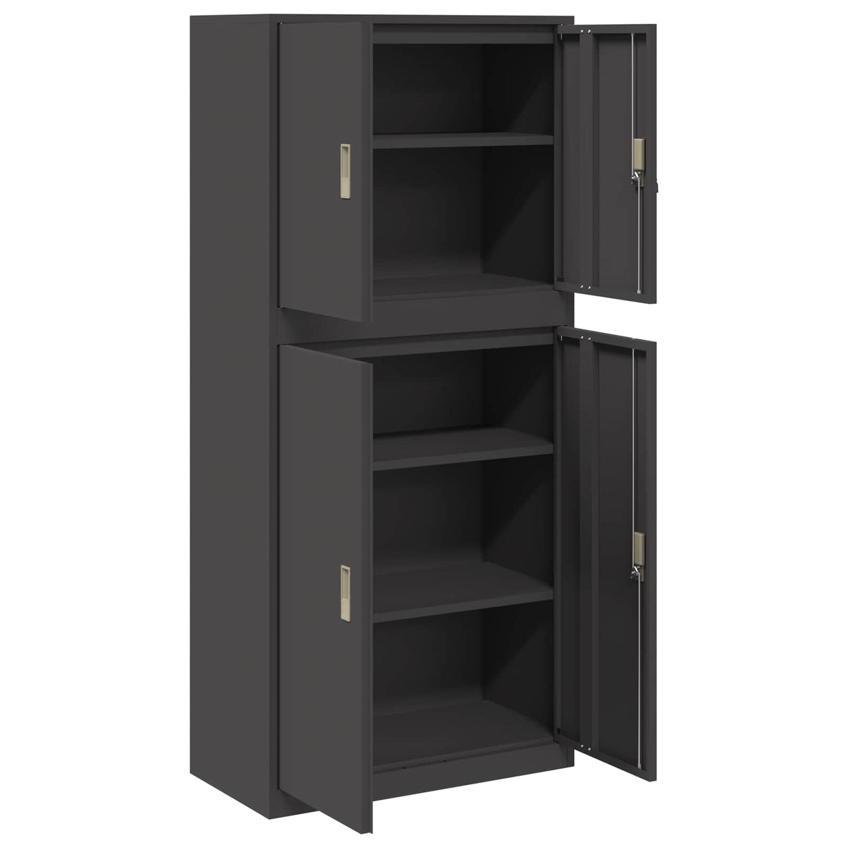 vidaXL Storage Cabinet 2 pcs Black 80 x 40 x 175 cm Steel Lockable