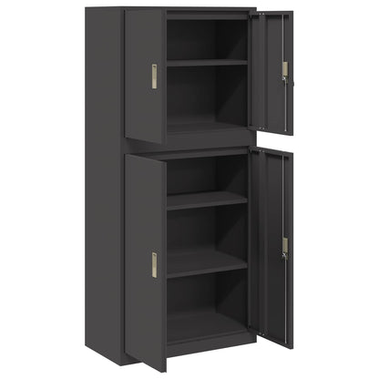 vidaXL Storage Cabinet 2 pcs Black 80 x 40 x 175 cm Steel Lockable