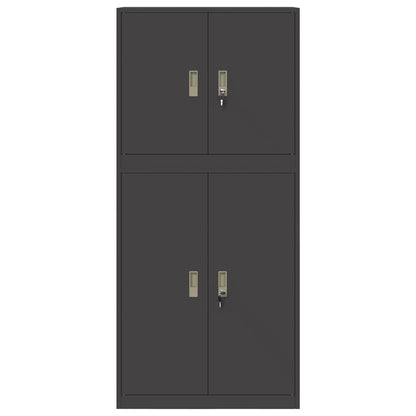 vidaXL Storage Cabinet 2 pcs Black 80 x 40 x 175 cm Steel Lockable