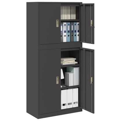 vidaXL Storage Cabinet 2 pcs Black 80 x 40 x 175 cm Steel Lockable