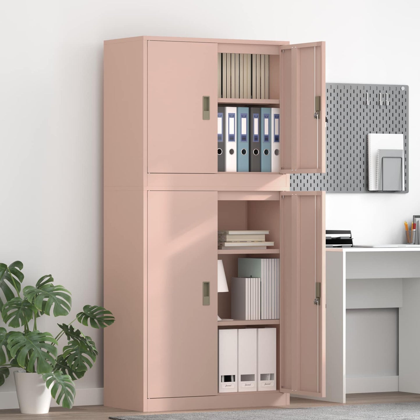 vidaXL Storage Cabinet 2 pcs Pink 80 x 40 x 175 cm Steel Lockable