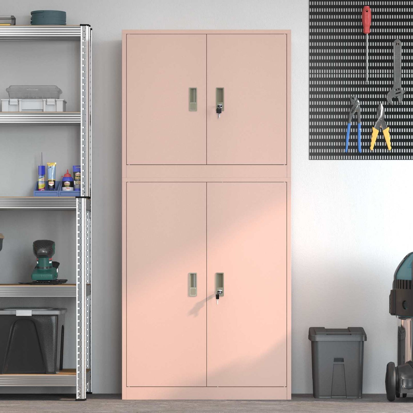 vidaXL Storage Cabinet 2 pcs Pink 80 x 40 x 175 cm Steel Lockable