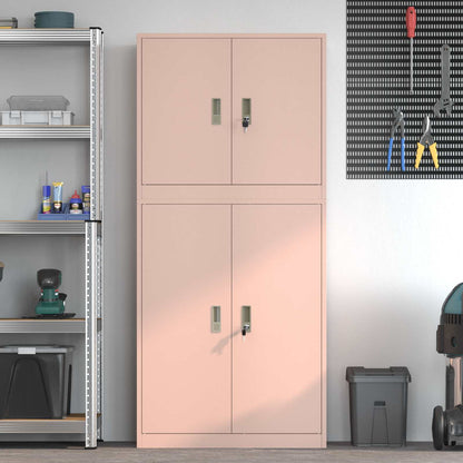 vidaXL Storage Cabinet 2 pcs Pink 80 x 40 x 175 cm Steel Lockable