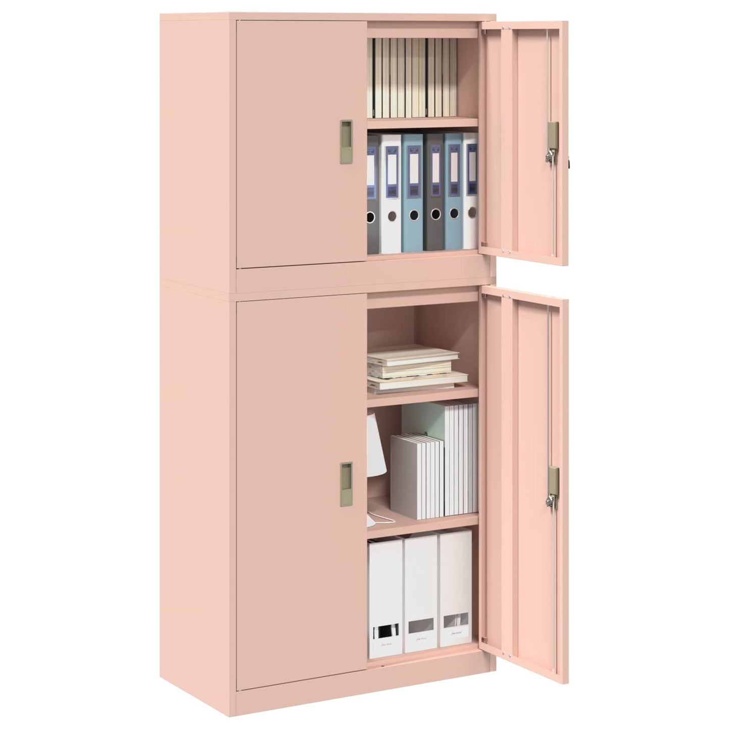vidaXL Storage Cabinet 2 pcs Pink 80 x 40 x 175 cm Steel Lockable