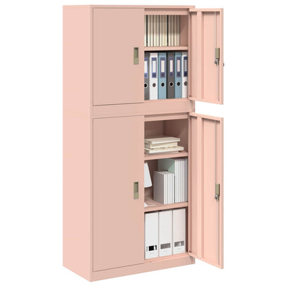 vidaXL Storage Cabinet 2 pcs Pink 80 x 40 x 175 cm Steel Lockable