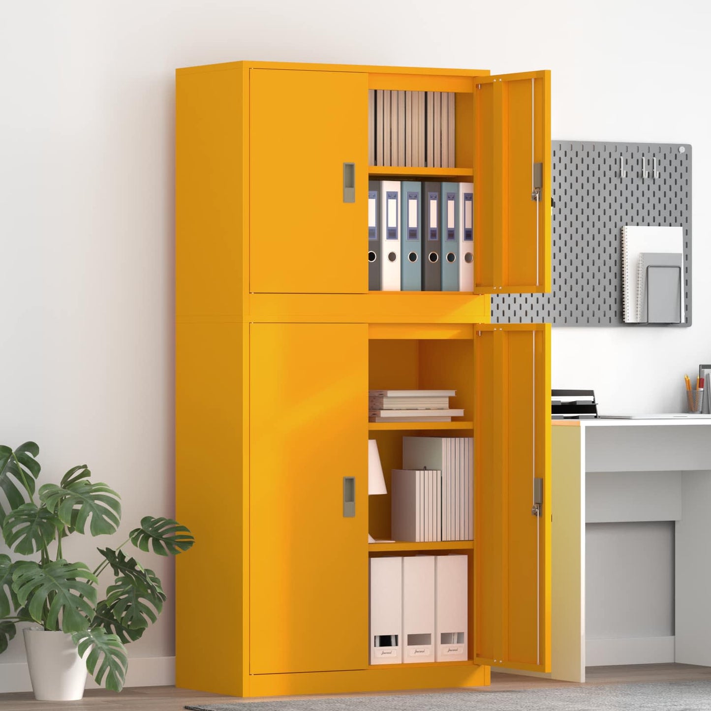 vidaXL Storage Cabinet 2 pcs Mustard Yellow 80 x 40 x 175 cm Steel