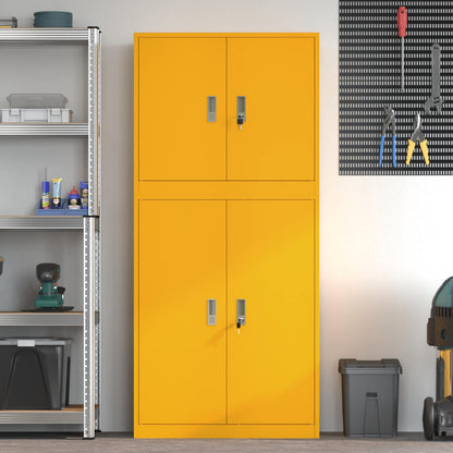 vidaXL Storage Cabinet 2 pcs Mustard Yellow 80 x 40 x 175 cm Steel