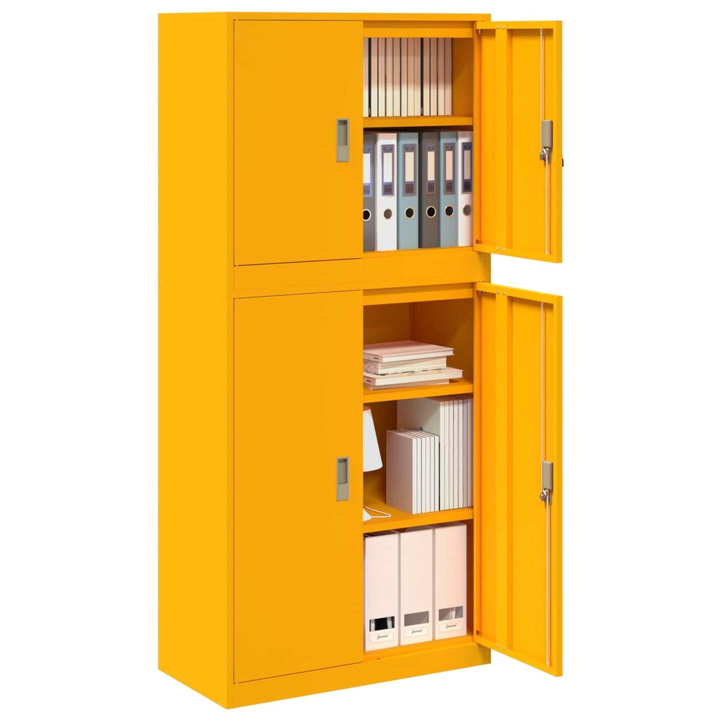vidaXL Storage Cabinet 2 pcs Mustard Yellow 80 x 40 x 175 cm Steel