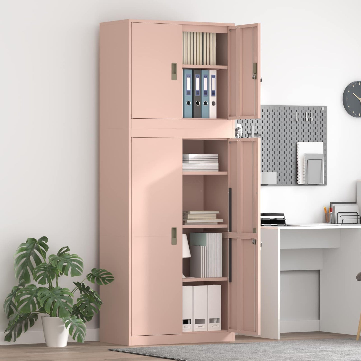 vidaXL Storage Cabinet 2 pcs Pink 80 x 40 x 210 cm Steel Lockable