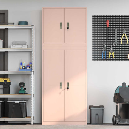 vidaXL Storage Cabinet 2 pcs Pink 80 x 40 x 210 cm Steel Lockable
