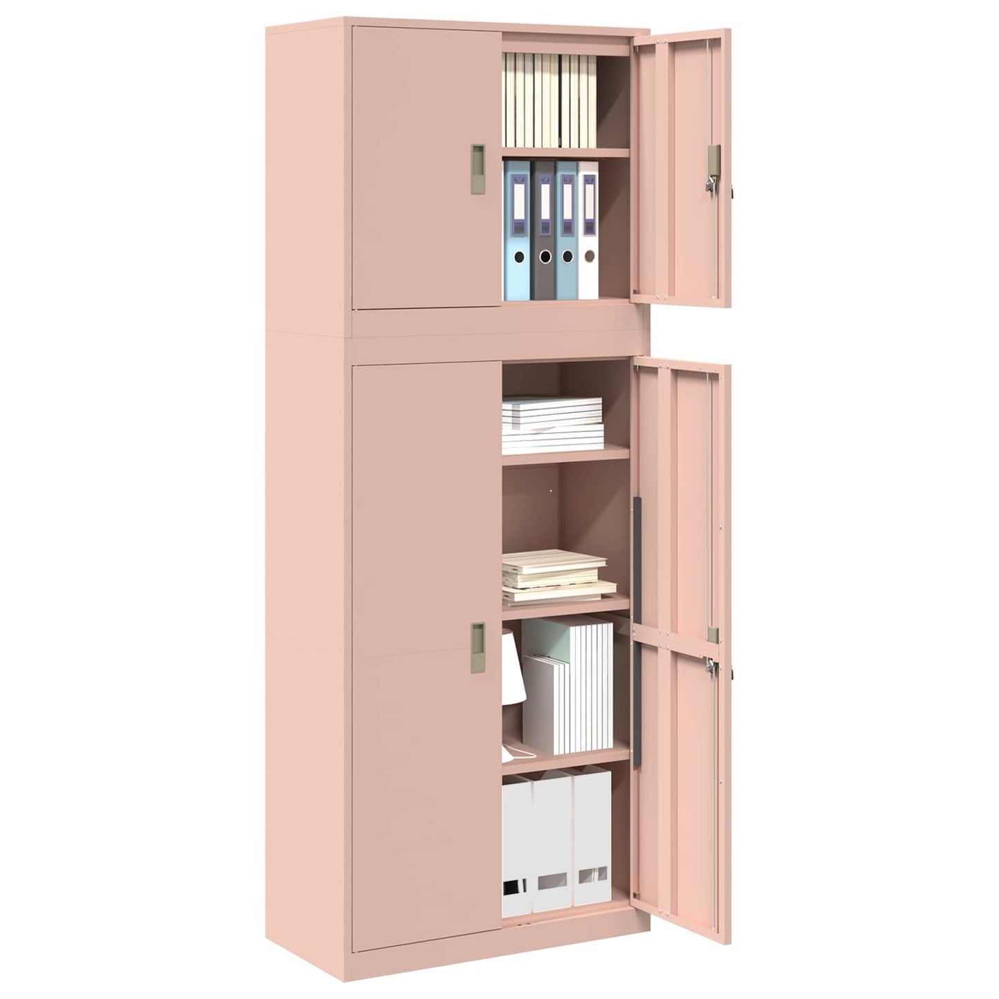 vidaXL Storage Cabinet 2 pcs Pink 80 x 40 x 210 cm Steel Lockable