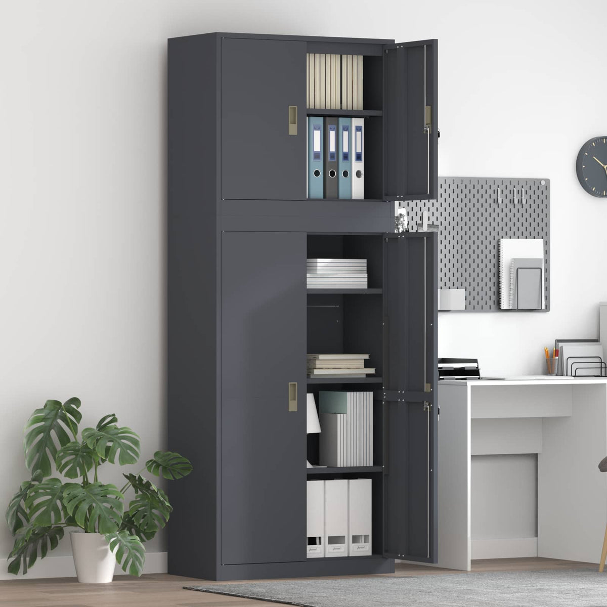vidaXL Storage Cabinet 2 pcs Anthracite 80 x 40 x 210 cm Steel