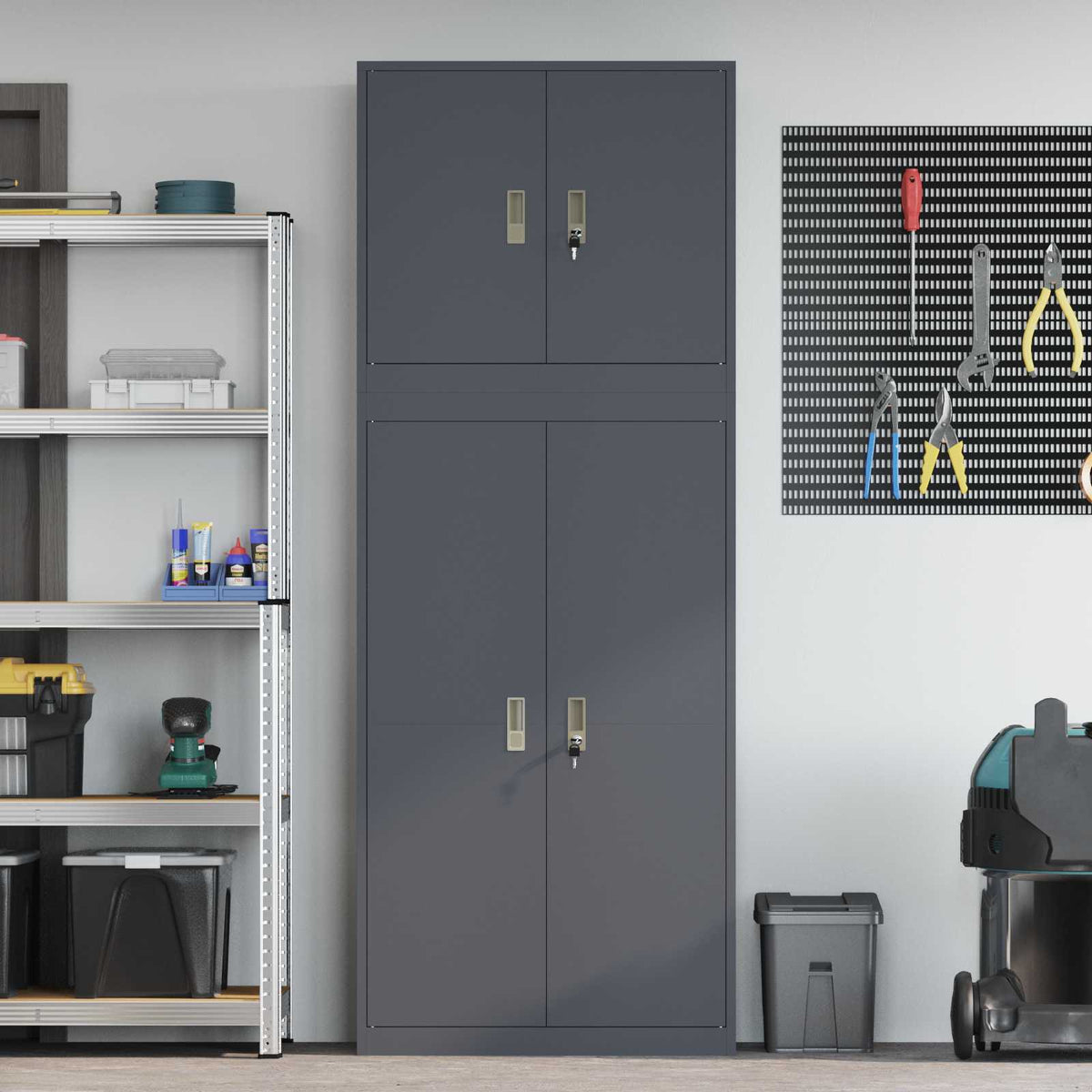 vidaXL Storage Cabinet 2 pcs Anthracite 80 x 40 x 210 cm Steel