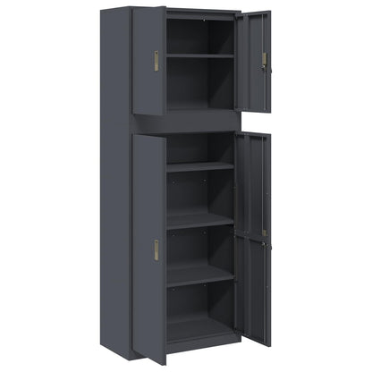 vidaXL Storage Cabinet 2 pcs Anthracite 80 x 40 x 210 cm Steel