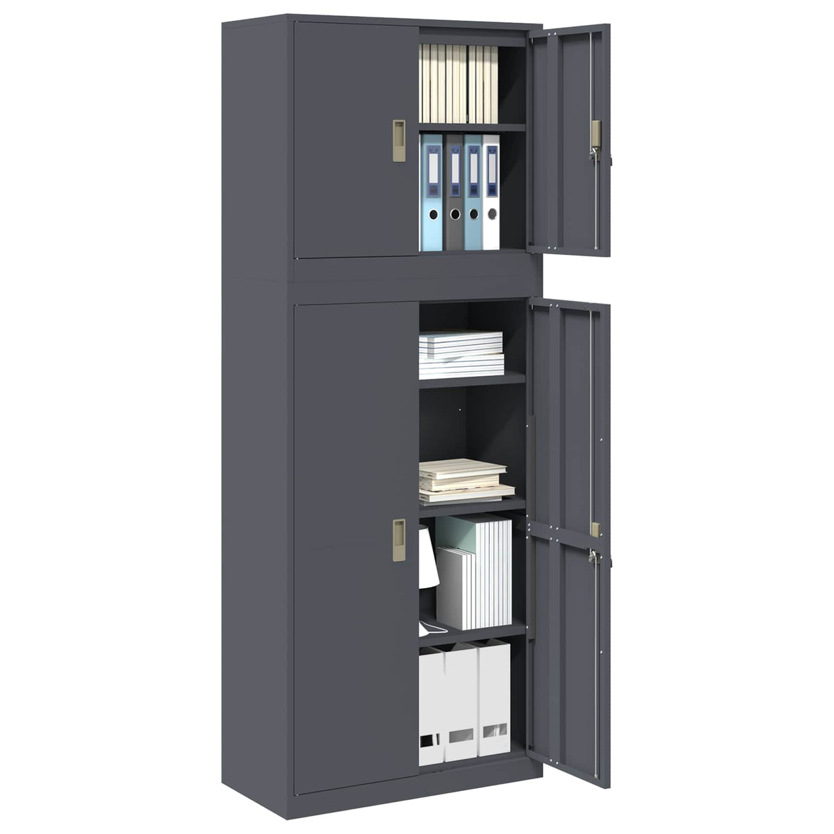 vidaXL Storage Cabinet 2 pcs Anthracite 80 x 40 x 210 cm Steel