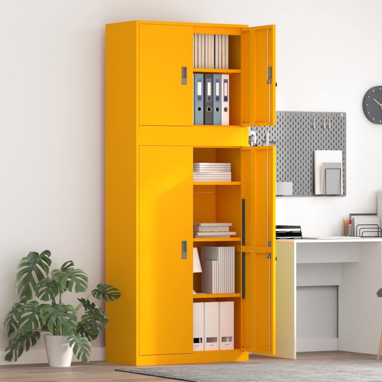 vidaXL Storage Cabinet 2 pcs Mustard Yellow 80 x 40 x 210 cm Steel